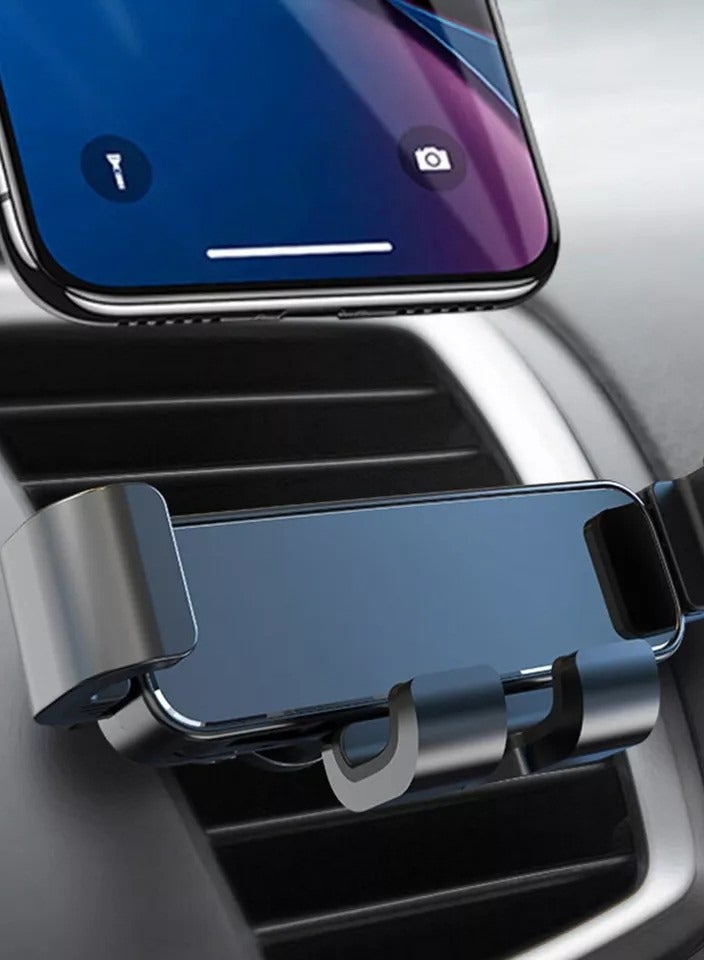 حامل هاتف للسيارة يُثبّت على فتحة التهوية بمشابك تشبه الخطاف. متوافق مع أجهزة آيفون وأندرويد. - Image 1